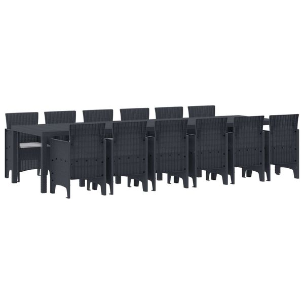 vidaXL Záhradný jedálenský set 13 pcs Antracit Polt ratan