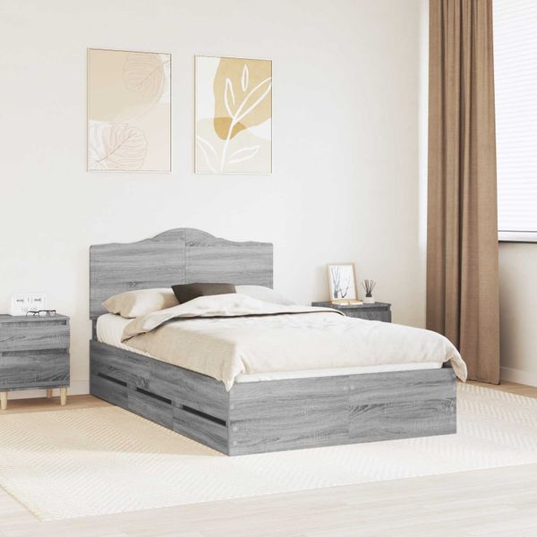 vidaXL Rám postele Sivá Sonoma 135 x 190 cm Inžinierske drevo