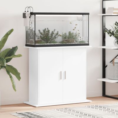 vidaXL Stojan na akvárium biely 81x36x73 cm kompozitné drevo