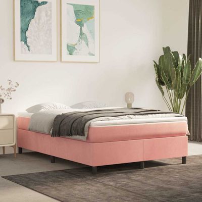 vidaXL Posteľný rám s boxspringom ružový 140x200 cm zamat