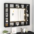 vidaXL LED zrkadlová skrinka čierna 91x15x76,5 cm