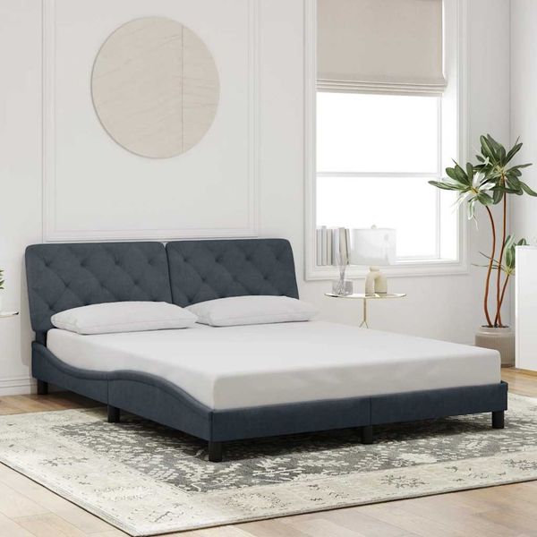 vidaXL Rám postele bez matraca tmavosivá 160x200 cm zamat
