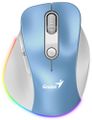 GENIUS Ergo 9000S Pro Light Blue/ duálny Bluetooth + 2,4GHz/ 2400 dpi/ bezdrôtová/ 6tlačidlová/ dobíjacia/ RGB/ modrobiela Myš, bezdrôtová, optická, 2400DPI, 6 tlačidiel, Bluetooth, 2,4GHz, USB-C nabíjanie, tichá, 7farebné podsvietenie, modro-biela