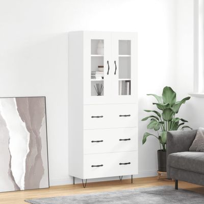 vidaXL Vysoká skrinka biela 69,5x34x180 cm spracované drevo