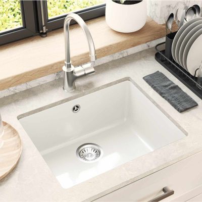 vidaXL Drez Biela 530 x 460 mm 80% Kvárc a 20% Živica