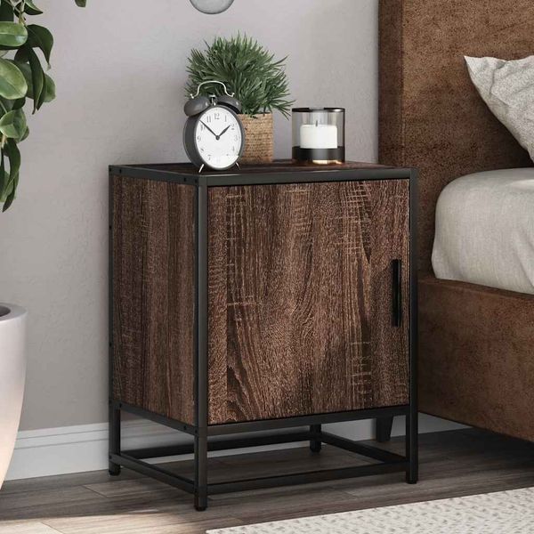 vidaXL Nočné stolíky 2 ks hnedý dub 40x31x50 cm kompozitné drevo+kov