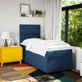 vidaXL Posteľný rám boxspring s matracom modrý 90x190 cm látka