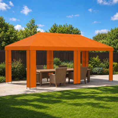 vidaXL Záhradný altánok 6 x 3 m Oranžová Polyester a oceľ 190 gsm