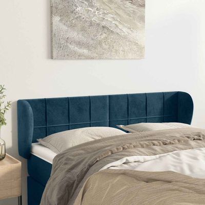 vidaXL Čelo postele so záhybmi tmavomodrá 147x23x78/88 cm zamat