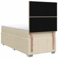 vidaXL LED boxspring posteľ s matracom Krémová 90 x 200 cm Látka