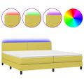 vidaXL Posteľ boxsping s matracom a LED zelená 200x200 cm látka