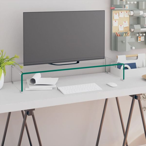 vidaXL TV stojan/stojan pod monitor z priehľadného skla, 80x30x13 cm