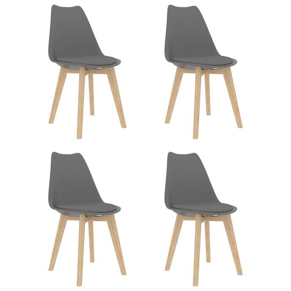 vidaXL Jedálenské stoličky 4 ks, sivé, plast