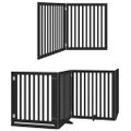 vidaXL Brána pre psa dvere sklad. 8-panel. čierna 640cm topoľové drevo
