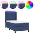 vidaXL Posteľ boxsping s matracom a LED modrá 90x200 cm látka