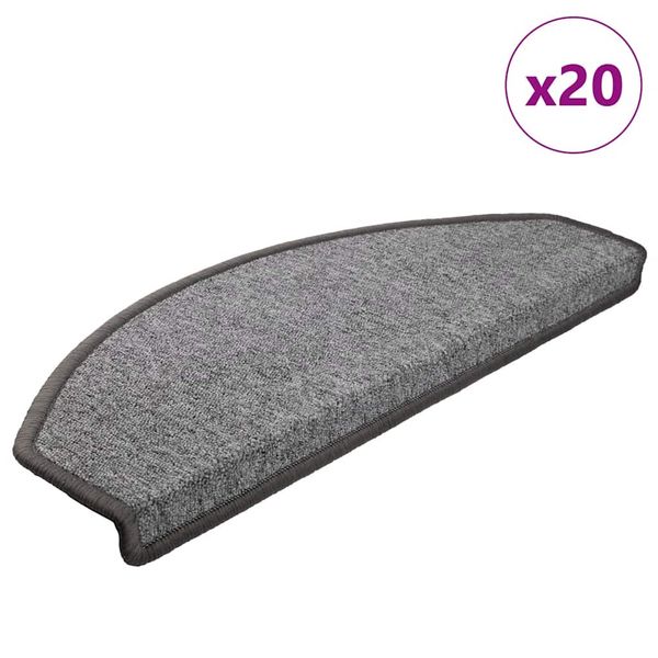 vidaXL Schodové rohože 20 ks 65x24x4 cm tmavošedé polkruhové veľké