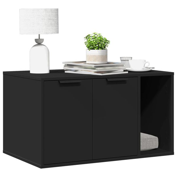 vidaXL Uzavretý box na stelivo, čierny 80x50x45 cm, kompozitné drevo