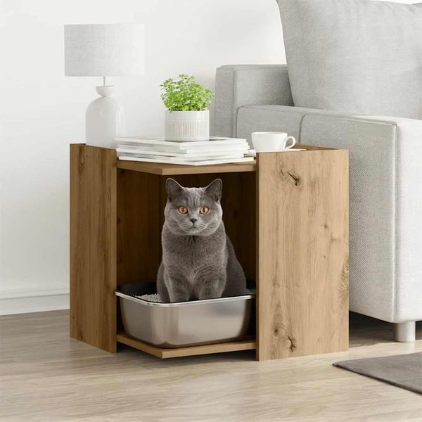 vidaXL Uzavretý box na stelivo dub artisan 53x53x51cm kompozitné drevo