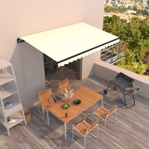 vidaXL Ručne zaťahovacia markíza 400x350 cm krémová