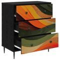 vidaXL Příborník BONN Retro vlnový motív 66 x 36,5 x 76 cm Čierny dub