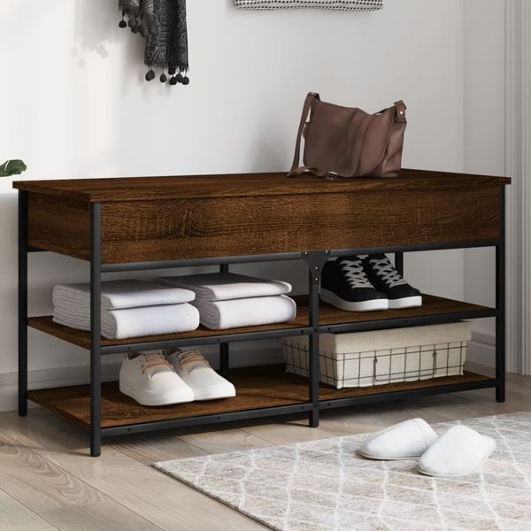vidaXL Lavička na topánky hnedý dub 100x42,5x50 cm kompozitné drevo