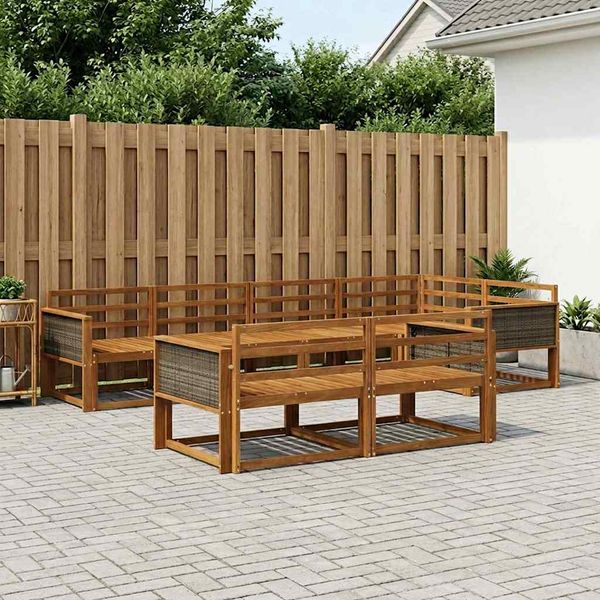vidaXL Záhradná súprava gaučov 7 pcs Prírodná Pevné akáciové drevo