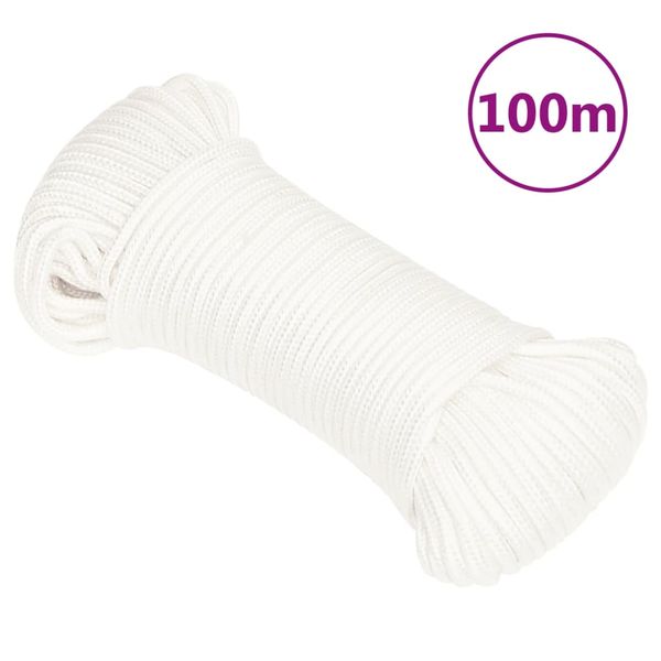 vidaXL Lodné lano biele 4 mm 100 m polypropylén