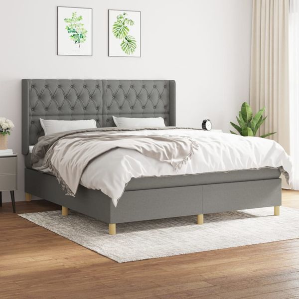 vidaXL Boxspring posteľ s matracom tmavosivá 160x200 cm látka