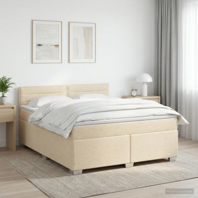 vidaXL Posteľ boxspring s matracom Krémová 140 x 200 cm Látka