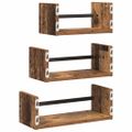 vidaXL Sada nástenných políc 3 ks Staré drevo 40x16x14cm