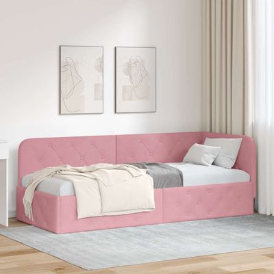 vidaXL Rohový rám postele Ružová 80 x 200 cm Zamat