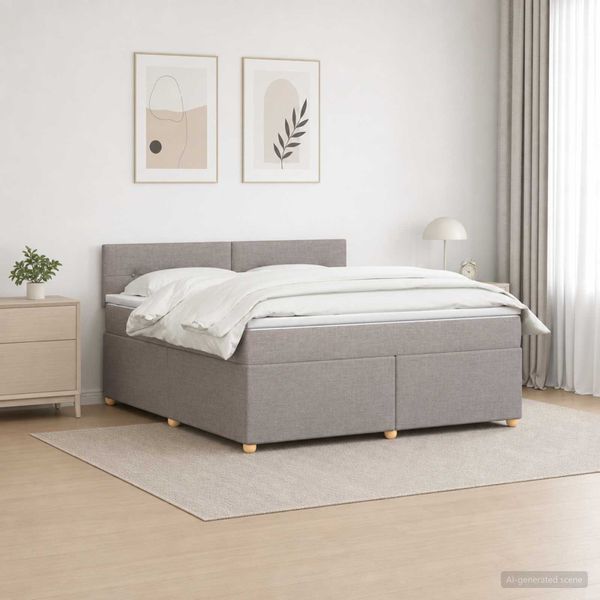 vidaXL Posteľ boxspring s matracom Sivohnedá 140 x 200 cm Látka