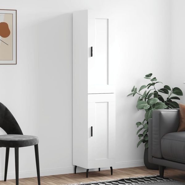 vidaXL Vysoká skrinka biela 34,5x34x180 cm spracované drevo