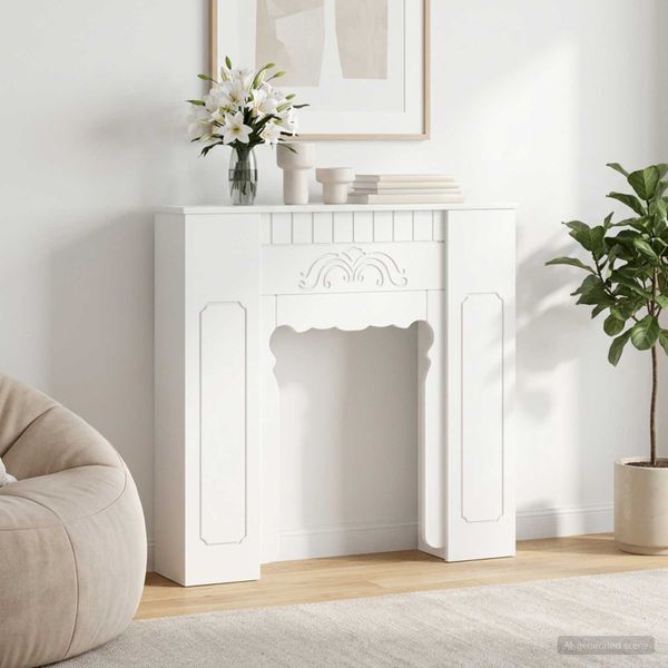 vidaXL Rám krbu Biela 93 x 20 x 89 cm Kompozitné drevo