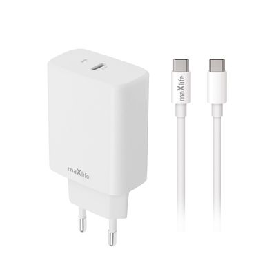 Maxlife MXTC-10-30C PD QC charger 1x USB-C 30W white + USB-C - USB-C cable 60W