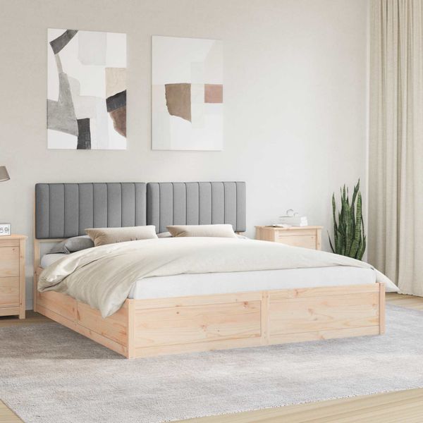 vidaXL Rám postele s čalúneným čelom Svetlosivá 180 x 200 cm