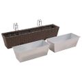 Sada ratanových trapézových kvetináčov pre balkón, 80 cm, 2 ks, hnedé