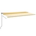 vidaXL Ručne zaťahovacia markíza s LED 600x350 cm žltá a biela