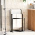 vidaXL Voľne stojaci stojan na uteráky čierny 48x24x79 cm železo