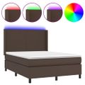 vidaXL Boxspring posteľ s matracom a LED hnedá 140x190 cm umelá koža