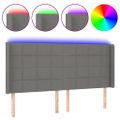 vidaXL Čelo postele s LED tmavosivé 183x16x118/128 cm látka