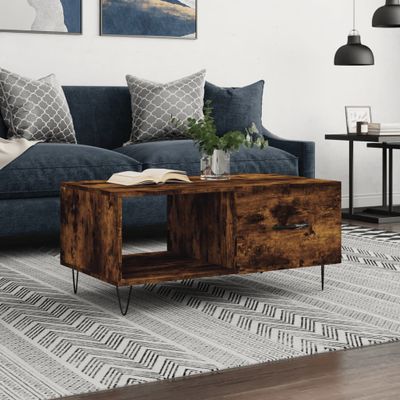 vidaXL Konferenčný stolík dymový dub 90x50x40 cm kompozitné drevo