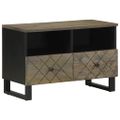 vidaXL TV skrinka, čierna 70x33x46 cm, mangový masív