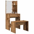 VidaXL súprava toaletného stolíka s LED diódou Old Wood