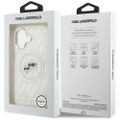 Puzdro Karl Lagerfeld Magsafe IML trblietavé puzdro s kovovým rámom a tlačidlami, hlavy Karla a Choupette na opakovanom logu KL pre iPhone 17 sivá
