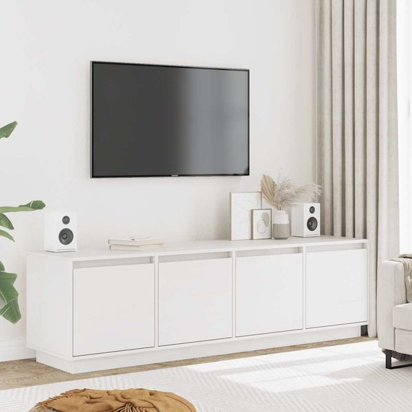 vidaXL TV skrinka biela 156x37x45 cm masívna borovica