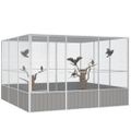 vidaXL Klietka pre vtáky sivá 302,5x324,5x211,5 cm pozinkovaná oceľ