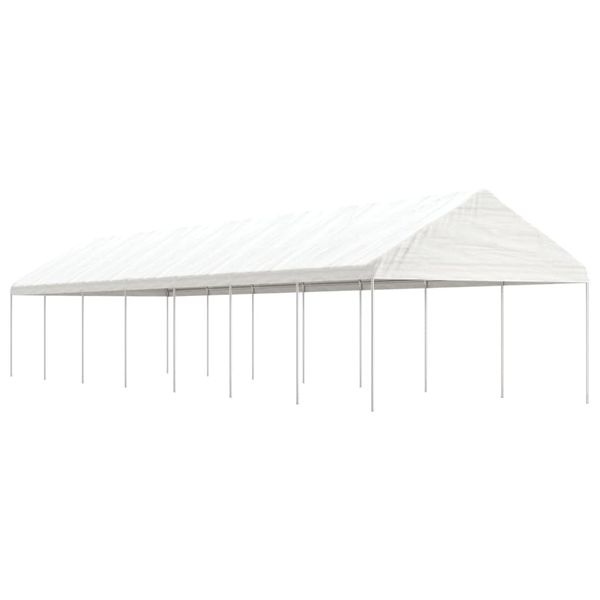 vidaXL Altánok so strechou, biely 15,61x4,08x3,22 m, polyetylén