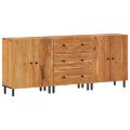 vidaXL Bočné skrinky 3 ks 60x33x75 cm masívne akáciové drevo