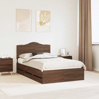 vidaXL Rám postele Hnedý dub 120 x 190 cm Inžinierske drevo